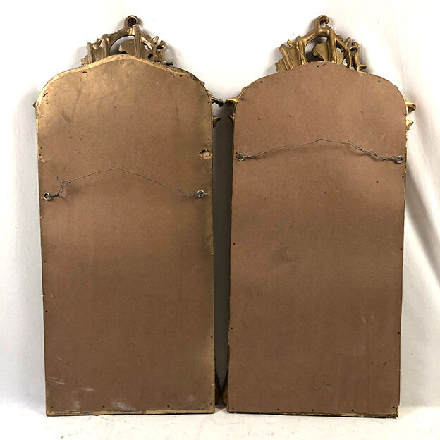 Pair of Louis XV style mirrors, stuccoed and gilded wood, beveled mirrors