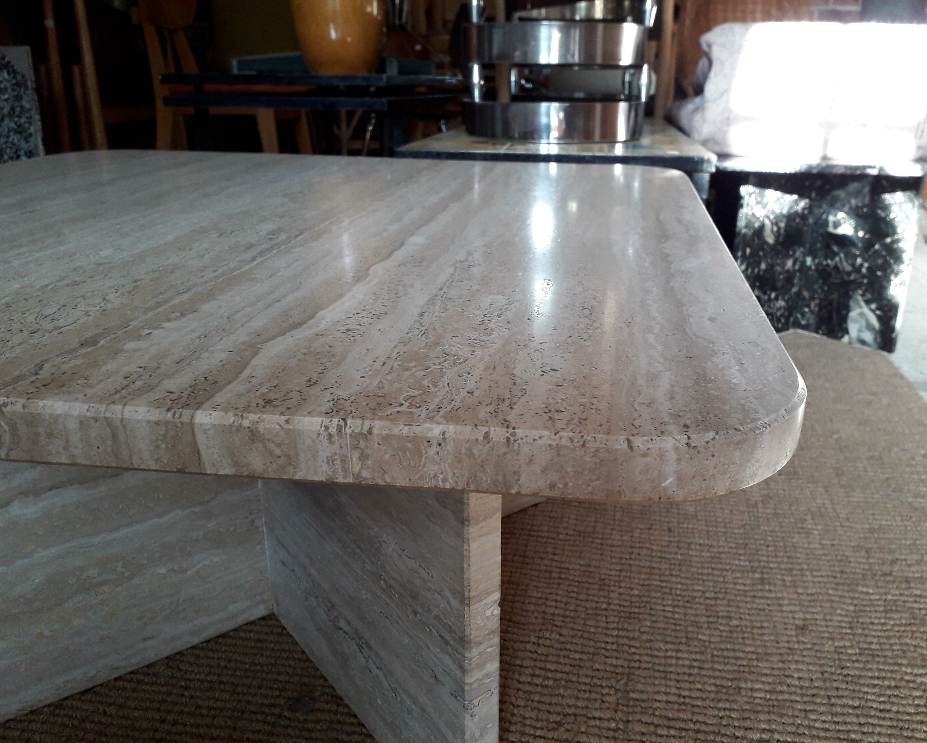 Travertine coffee table