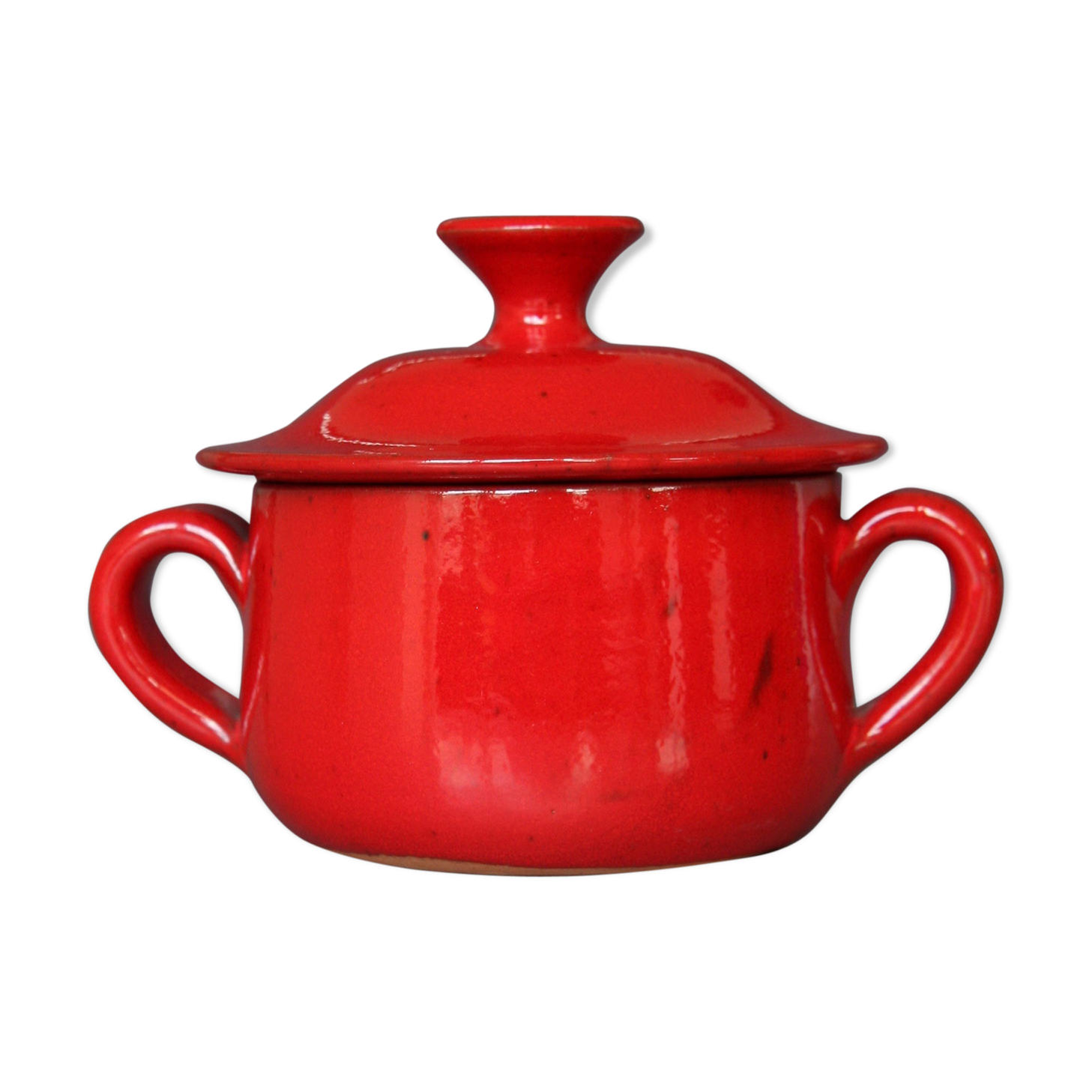 Red covered pot by Robert Picault, Vallauris