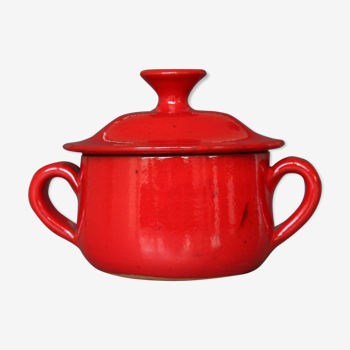 Red covered pot by Robert Picault, Vallauris