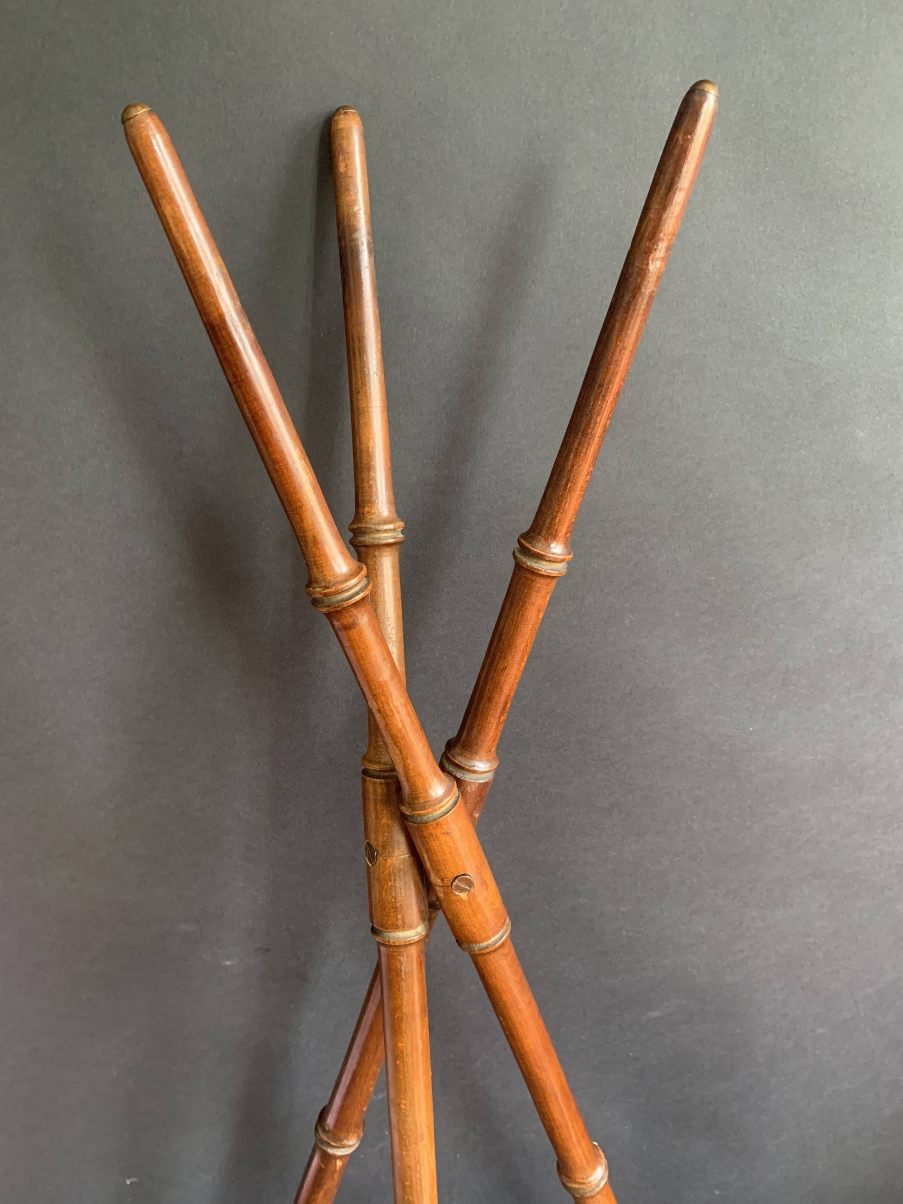 Napoleon III tripod plant stand in bamboo-style wood