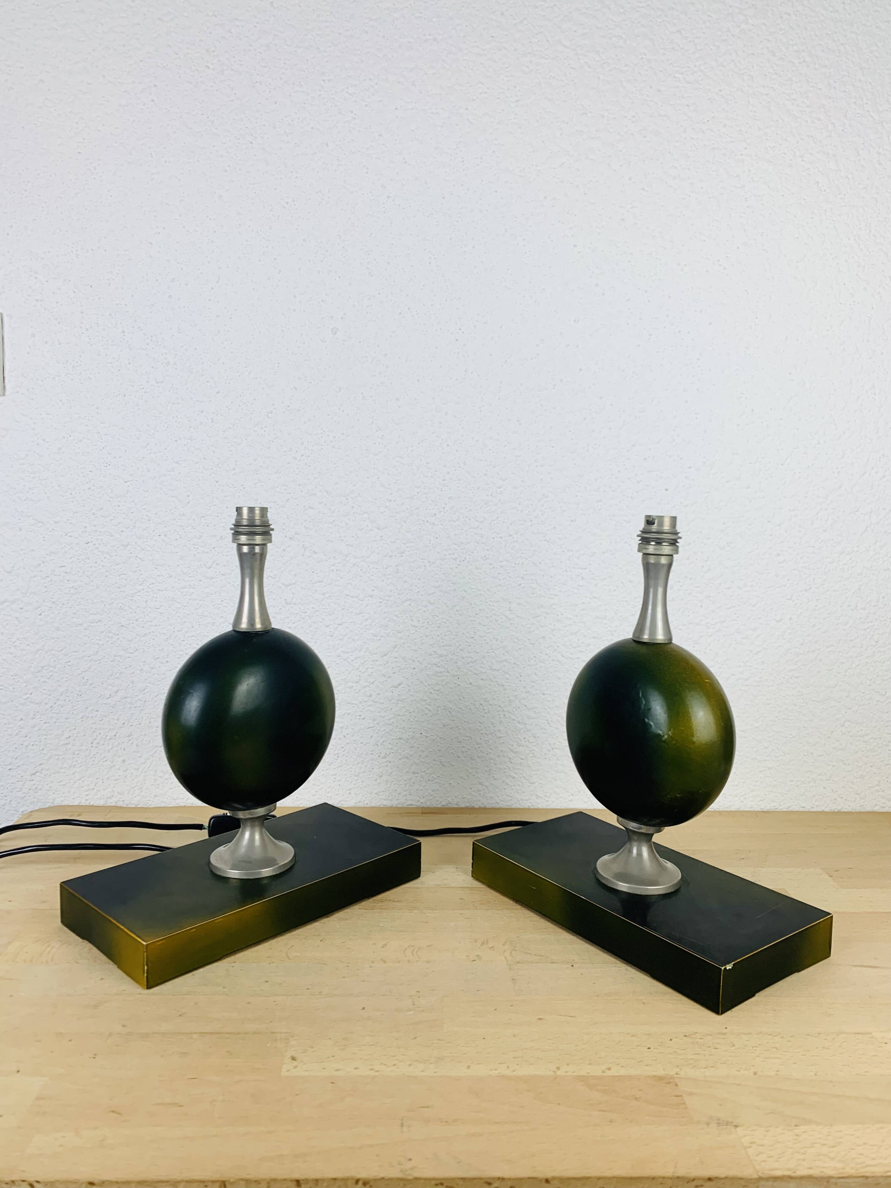 Paire de lampes Philippe Barbier années 70, vert