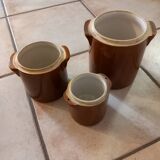 Set of 3 glazed stoneware pots/salters