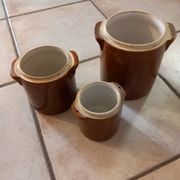 Lot 3 pots/saloirs en grès vernisse
