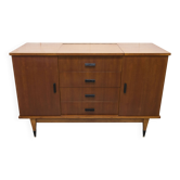 Coiffeuse enfilade teck 1960 4 tiroirs 2 portes et miroir
