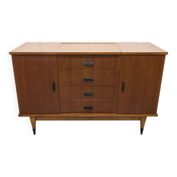 1960s teak sideboard with 4 drawers, 2 doors, and a mirror.