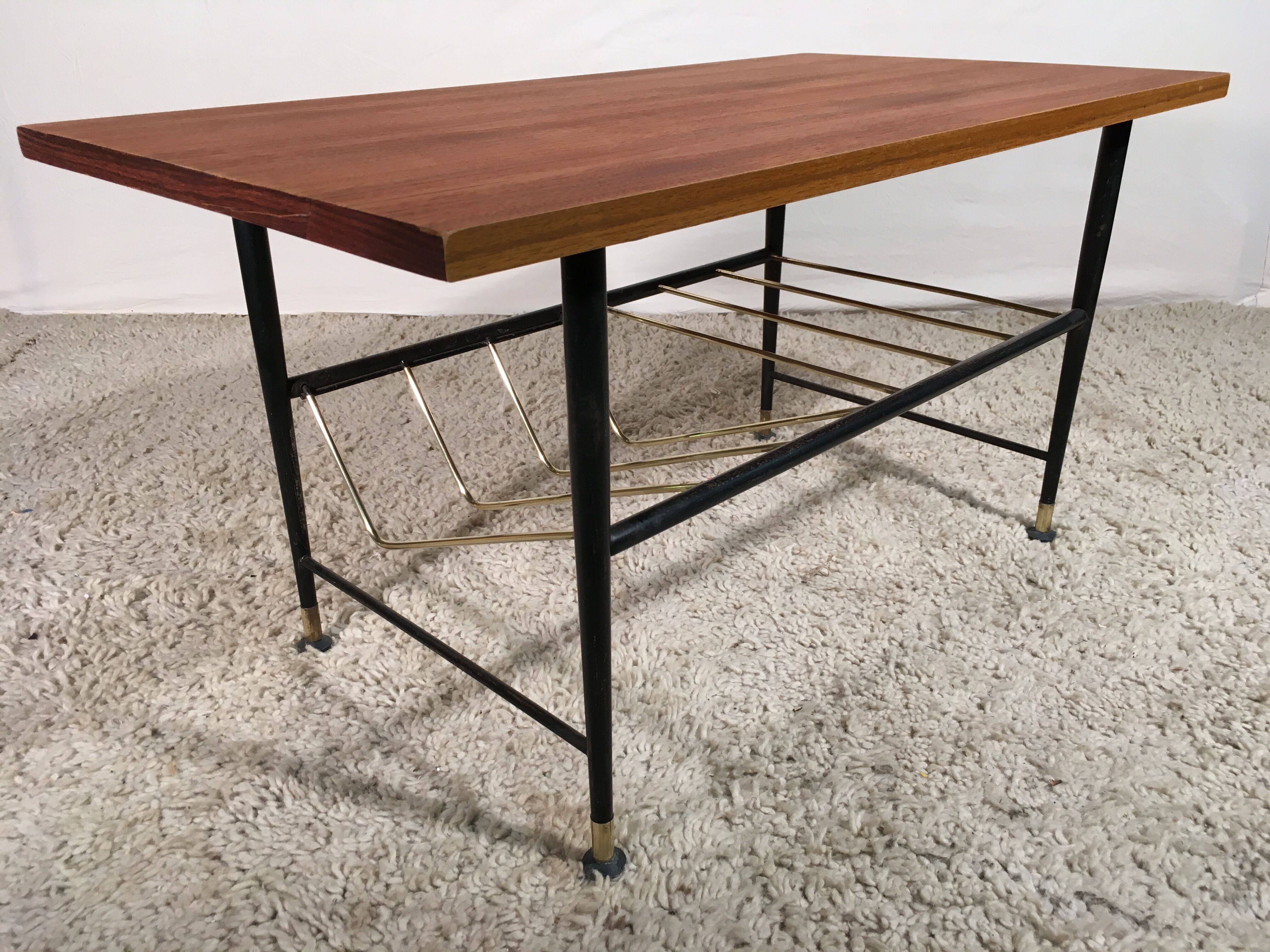 Coffee table steel and brass 1950