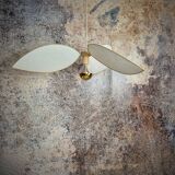 Aerial suspension, 3 petals in metal and white linen