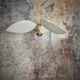 Aerial suspension, 3 petals in metal and white linen