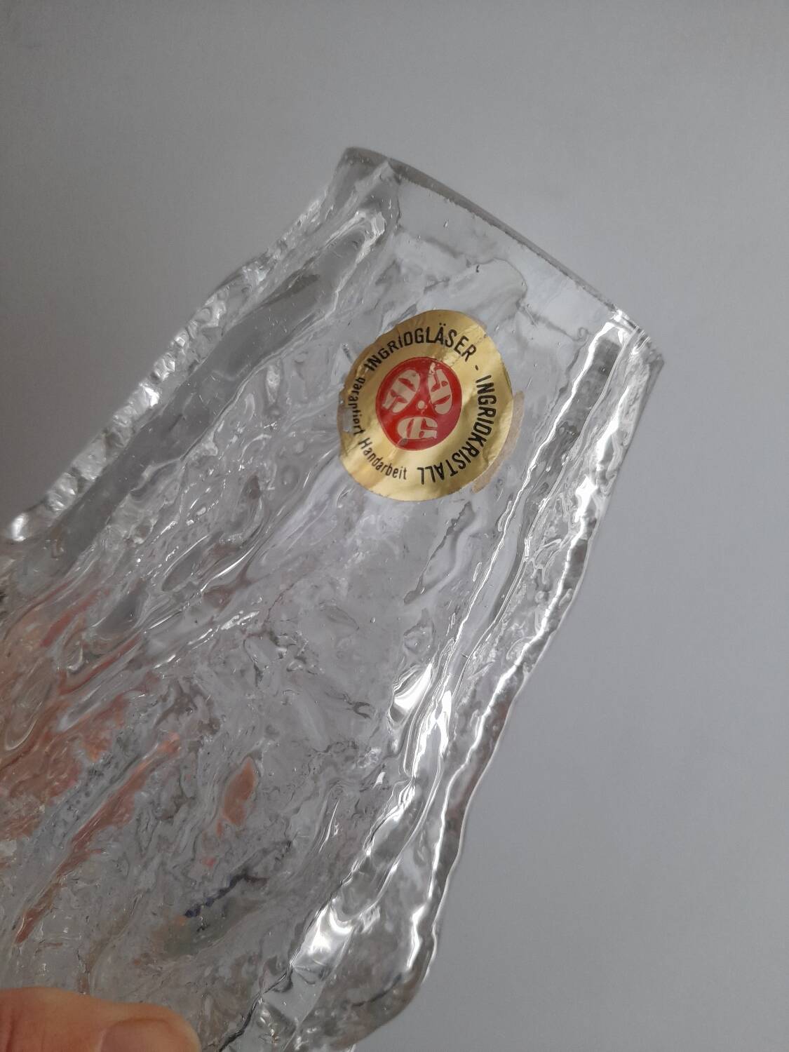 Ingrid glass ice block vase, 70s