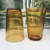set of 4 amber yellow glasses from the 70s, signed France