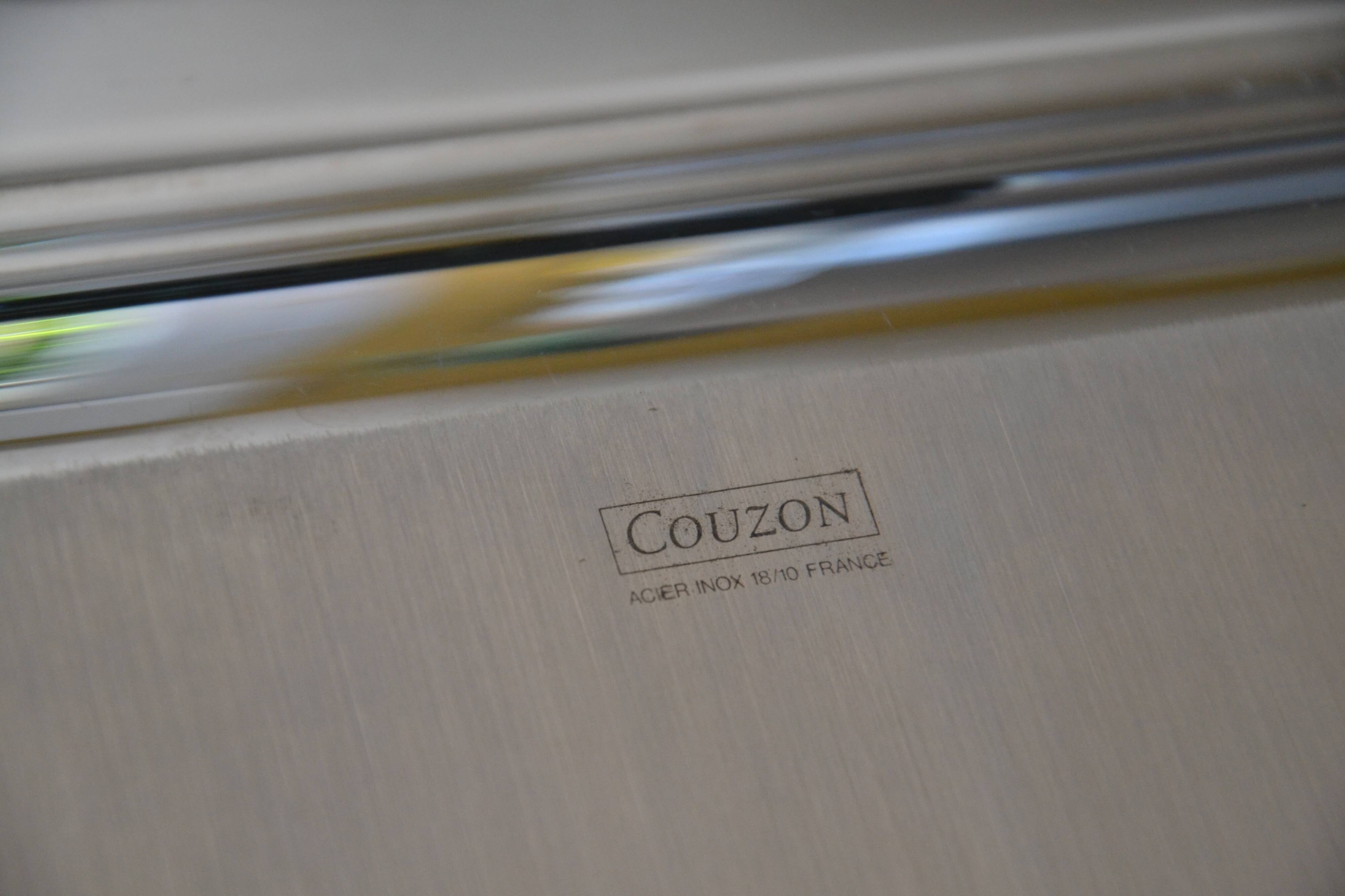 Large Jean Couzon stainless steel serving tray