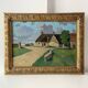 Large oil on panel of a Breton landscape 1950, antique painting signed.