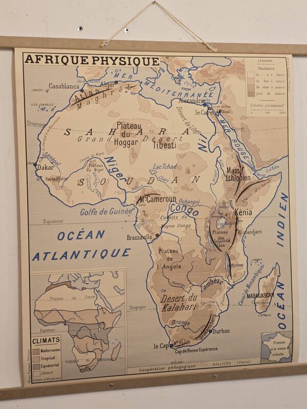 Carte de géographie ancienne carte decole 1960