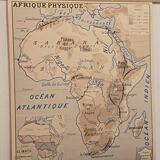 Old geography map school map 1960