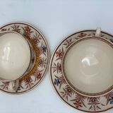 3 cups and saucers, Sarreguemines, Derby model, ironstone, early 20th century