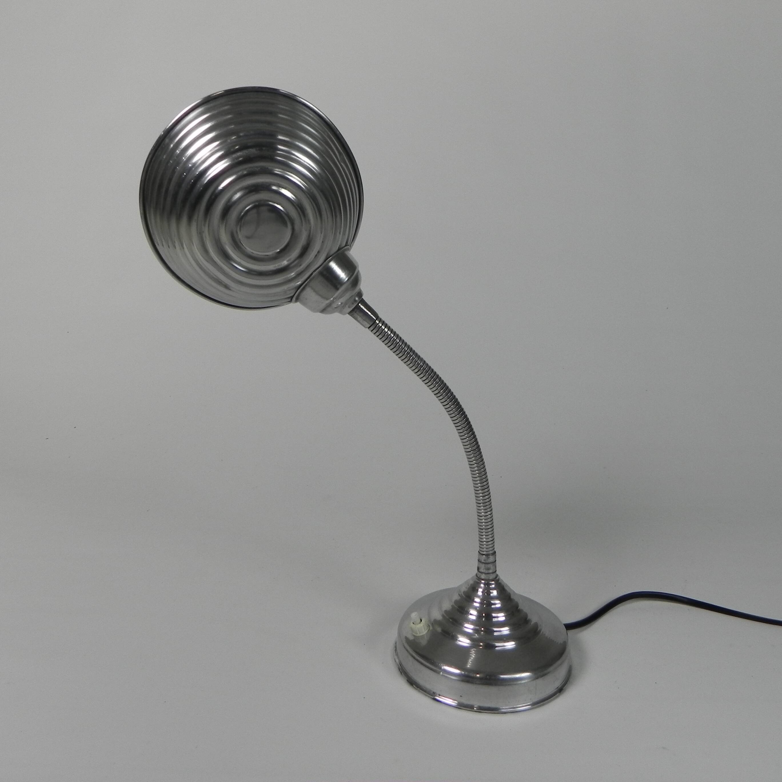 Aluminum vintage desk lamp with bending rod, 1950s