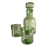 Bubbled glass bottle and 2 matching cups