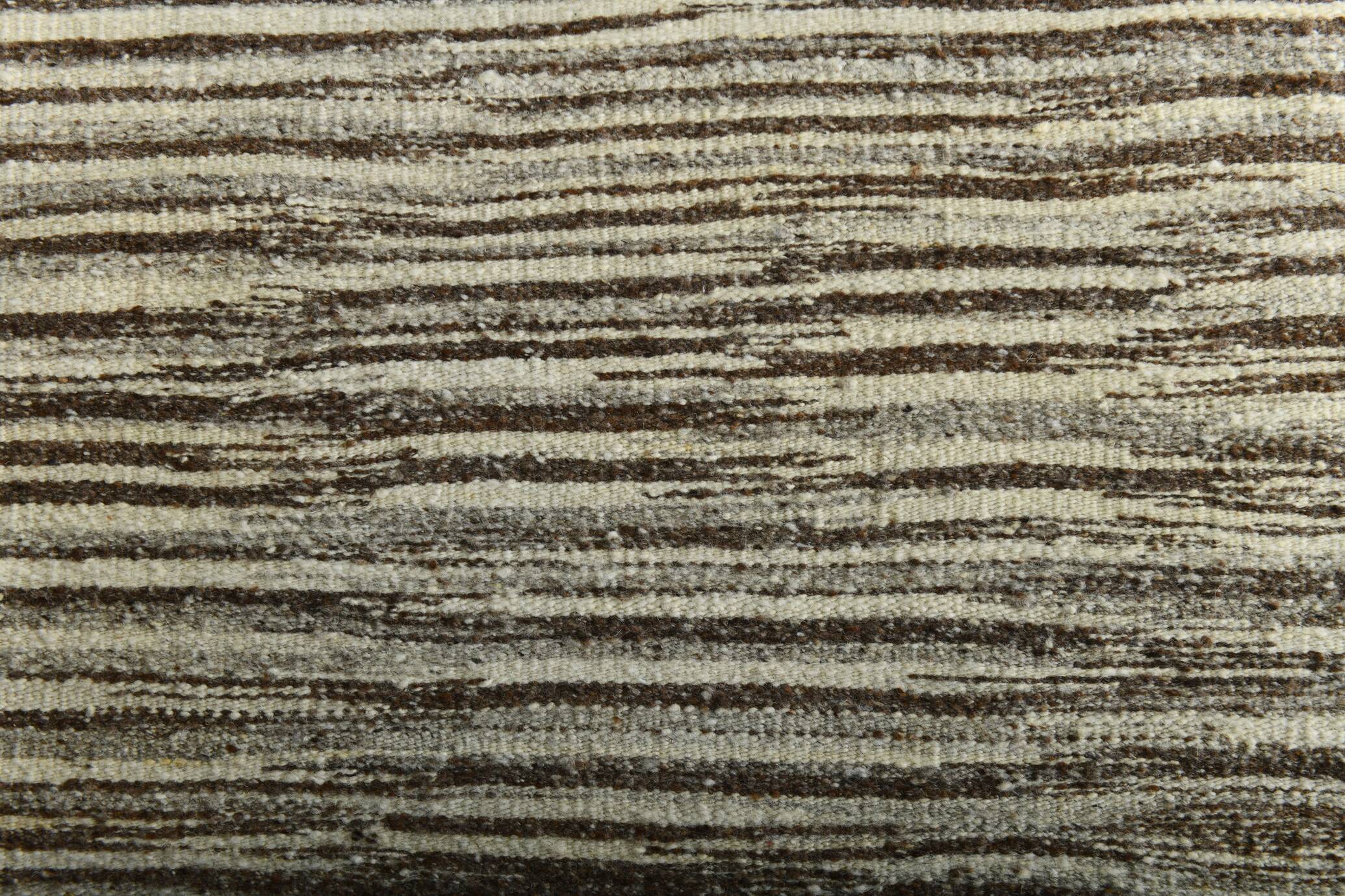 3x11 Brown & Beige Vintage Kilim Runner Rug, 84x330Cm