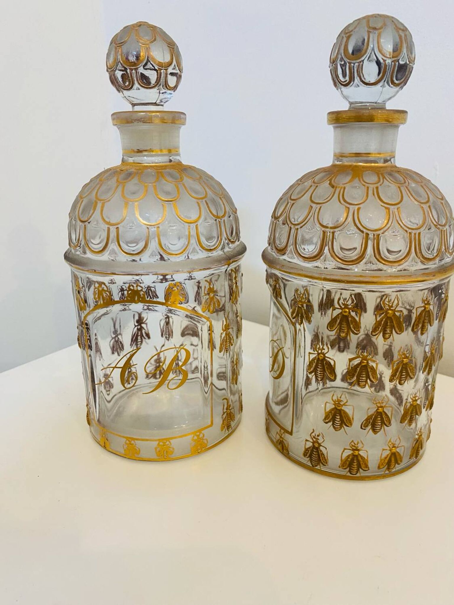 Lot of 2 vintage Guerlain Cologne perfume bottles.
