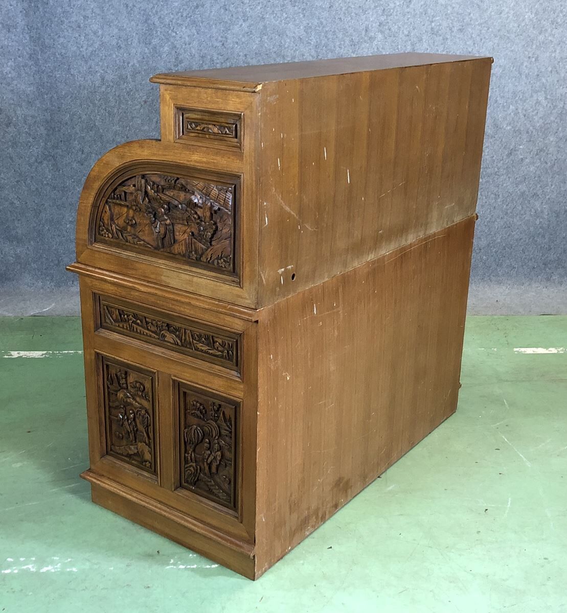 Bureau à cylindre d'inspiration asiatique années 70
