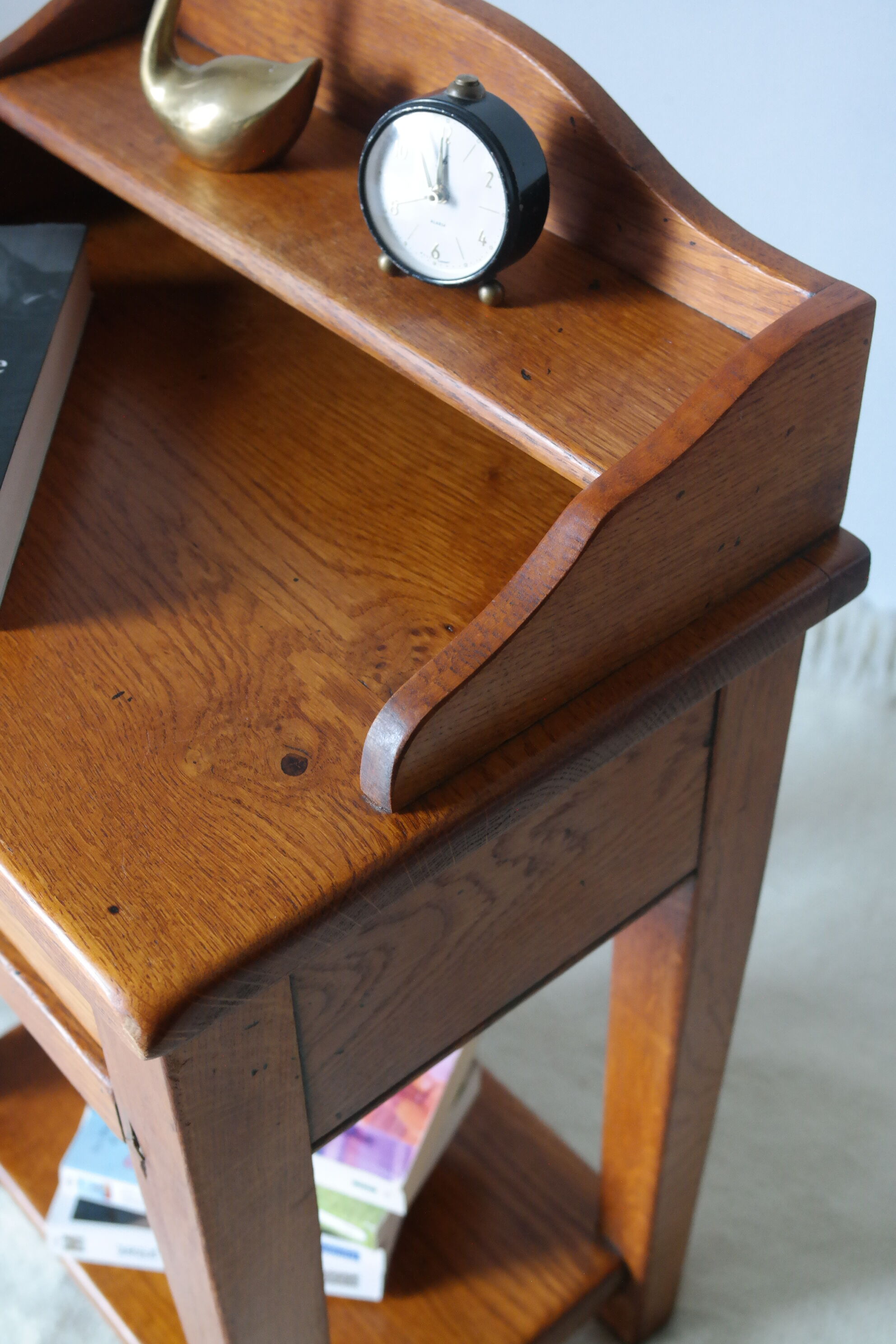 Vintage solid oak bedside