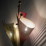 Pair of wall lamps metal perforated color, France 1950