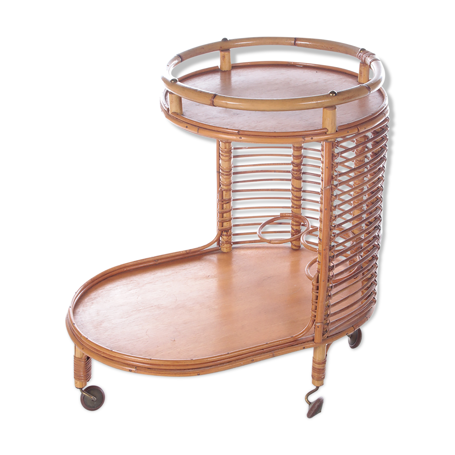 Vintage bamboo bar trolley original french from the 1960s