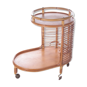 Vintage bamboo bar trolley original french from the 1960s