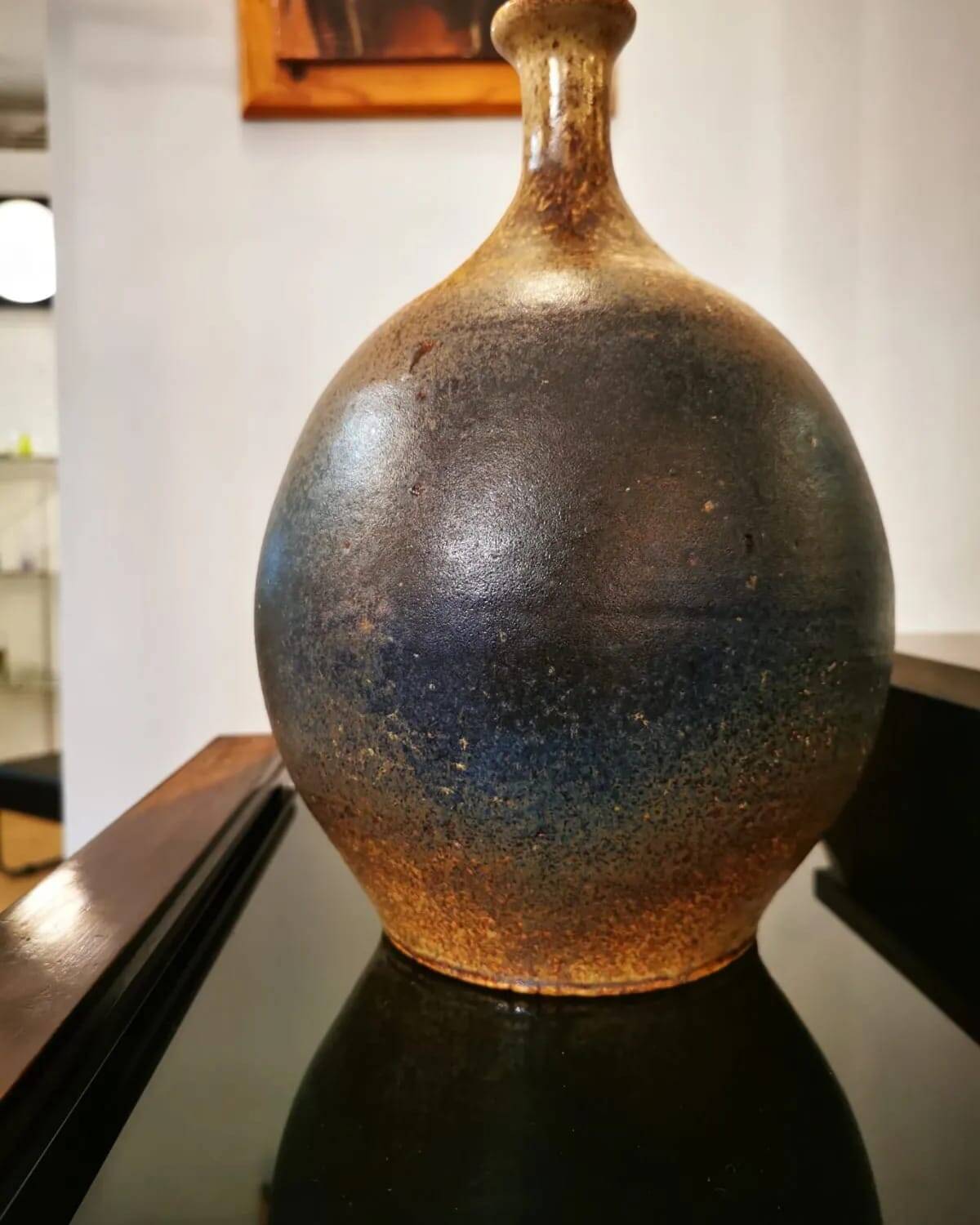 Vintage stoneware ball vase by Daniel Cassiet from 1972