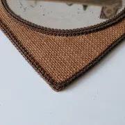 Vintage mirror in handwoven raffia Art Monique 1970s