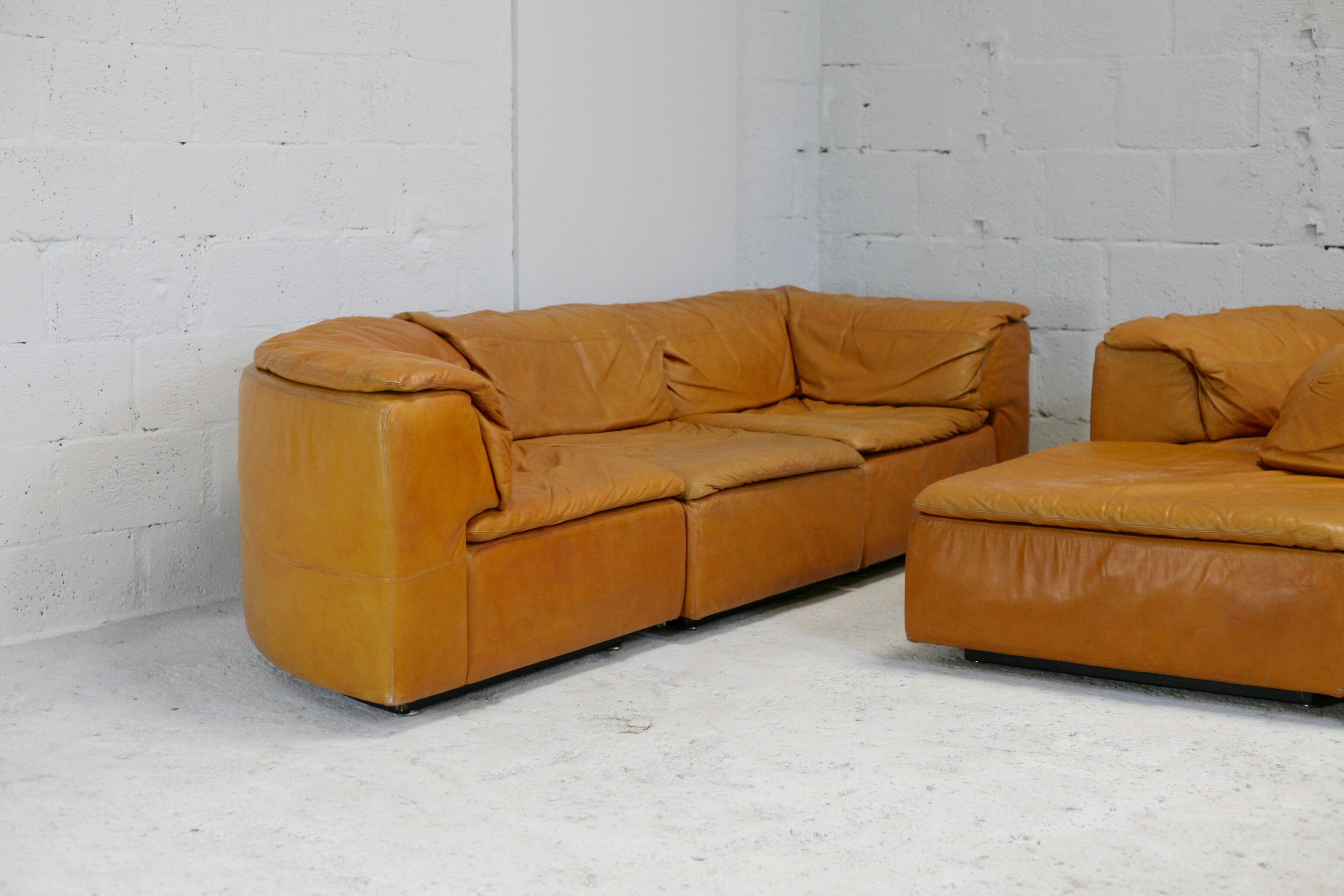 Leather modular sofa, 7 elements, 70s
