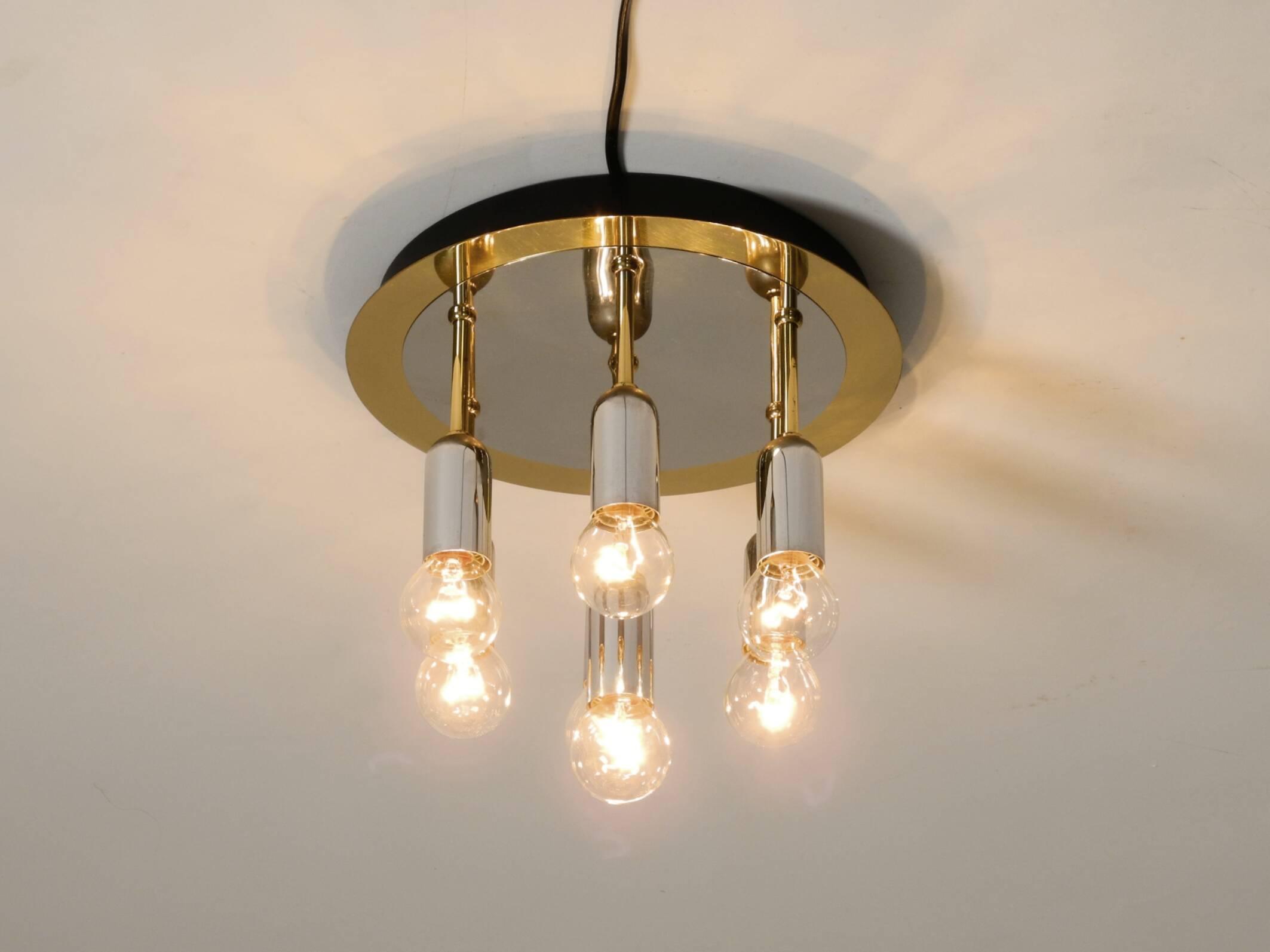 80s Post-Modern Ceiling Lamp by Schmidt Leuchtenfabrik, in brass and chrome