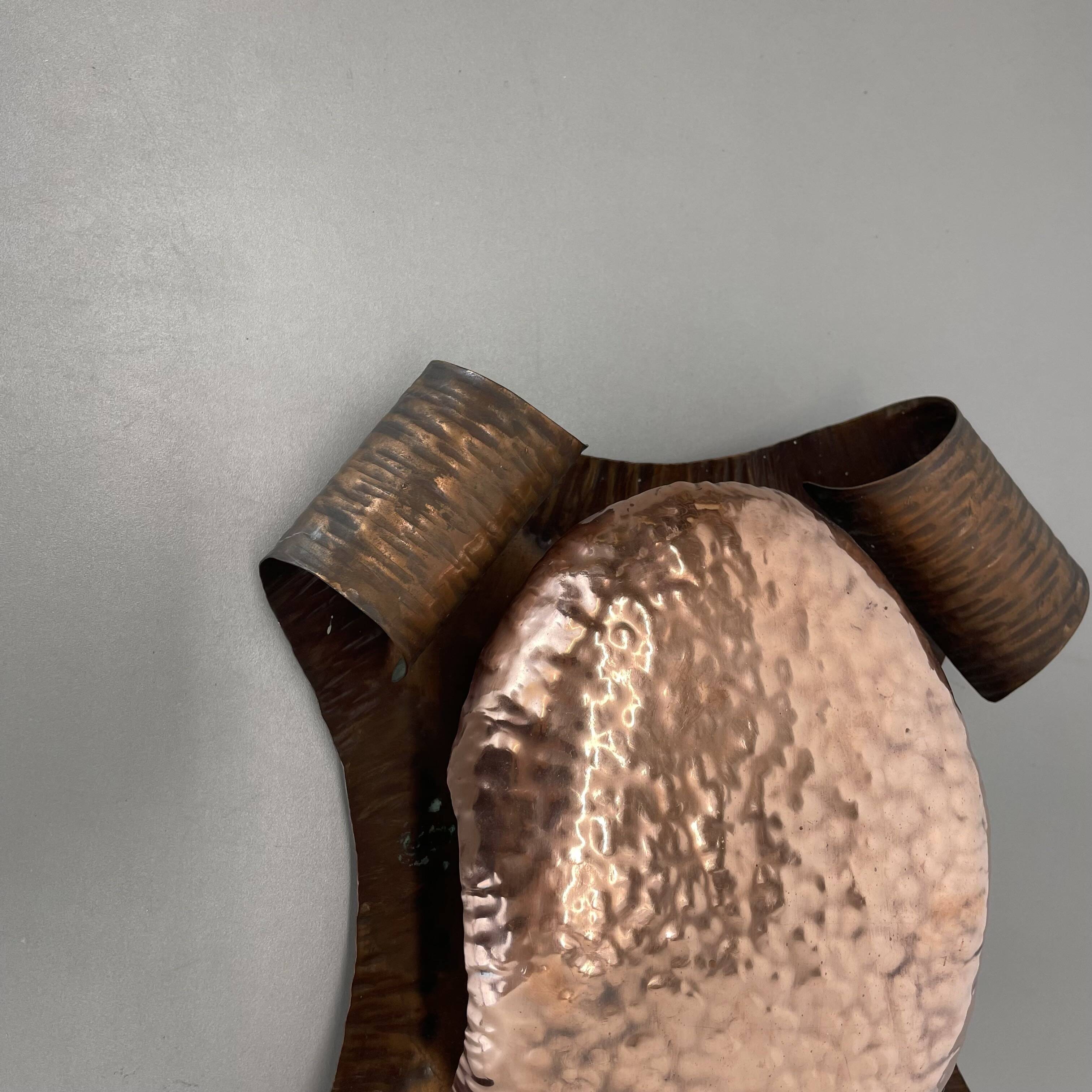 rare handmade solid copper Stilnovo Style Theatre Wall Light, Italy 1950s
