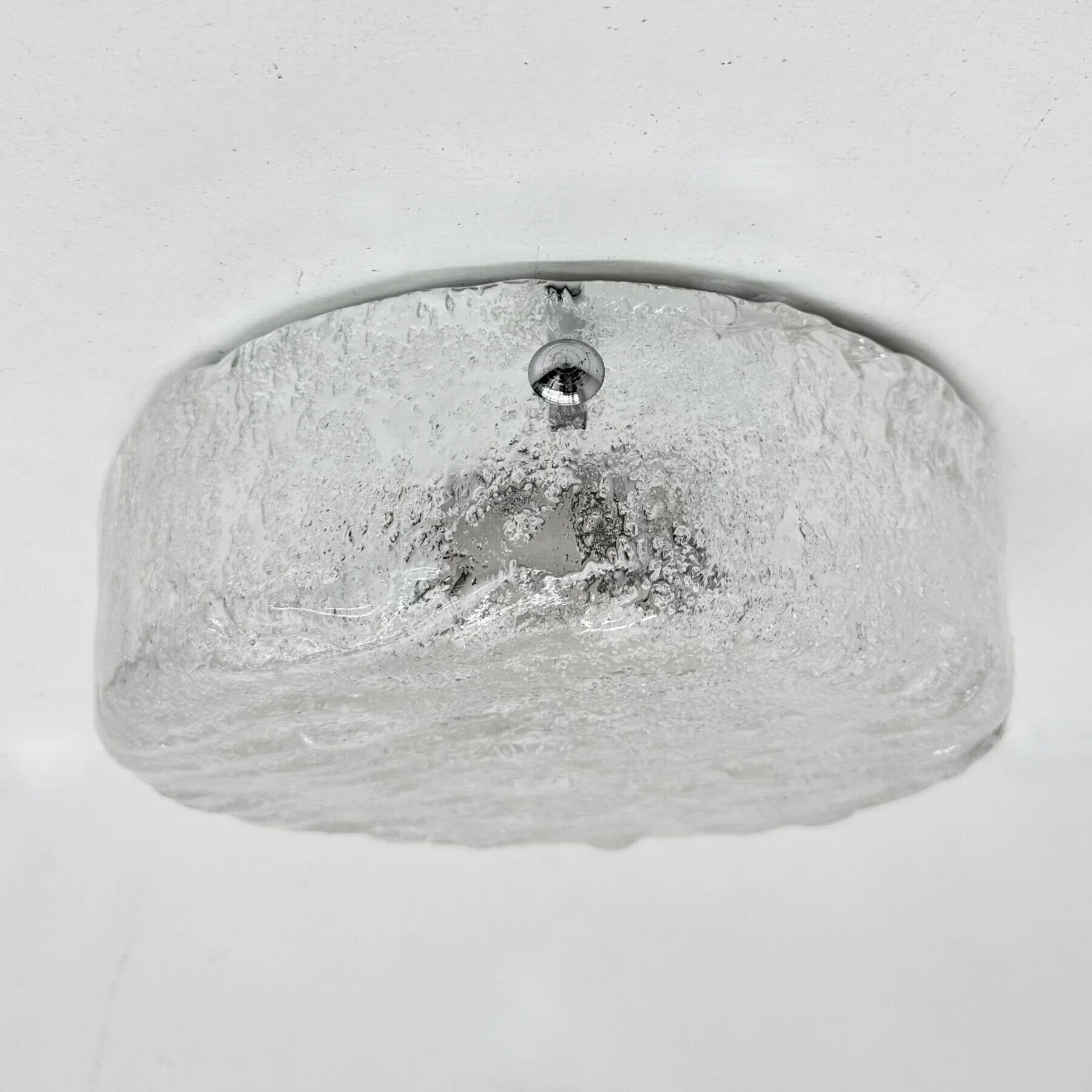 Mid-century Hillebrand iced glass ceiling lamp, 1970s