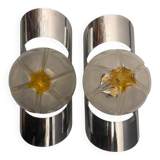 Chrome Murano Glass Sconces by Mazzega Set of 2