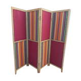 Old screen 4 sheets wood and fabric