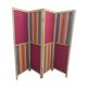 Paravent ancien 4 feuilles bois et tissu