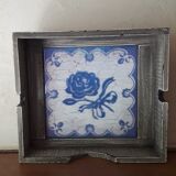 Grey patinated wooden top, ceramic bottom, for napkins/paper napkins