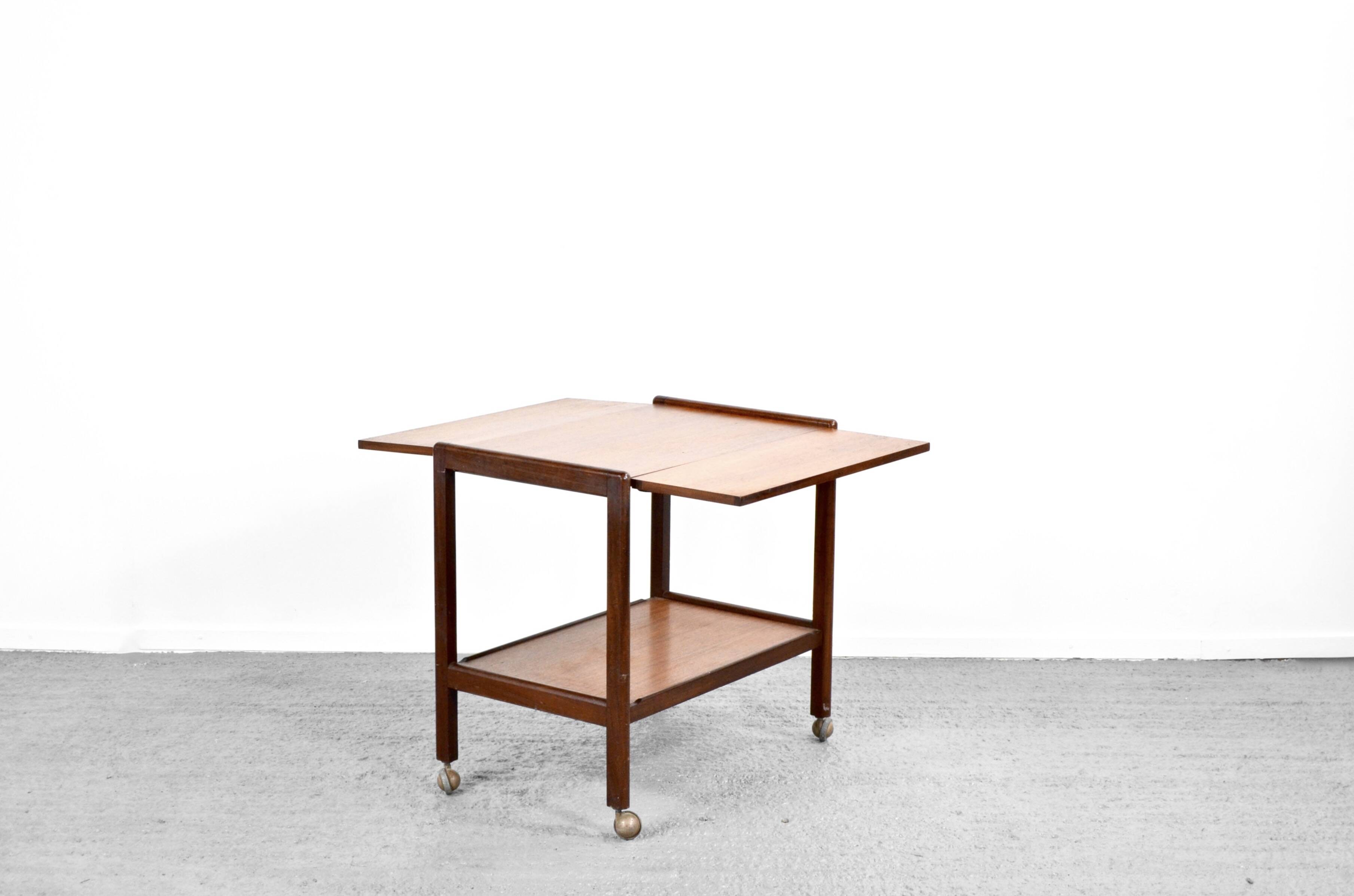 Midcentury Fold Up Drinks Trolley / Hostess In Teak.