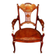 19th century armchair in leather and rosewood inlaid with brass and rosewood