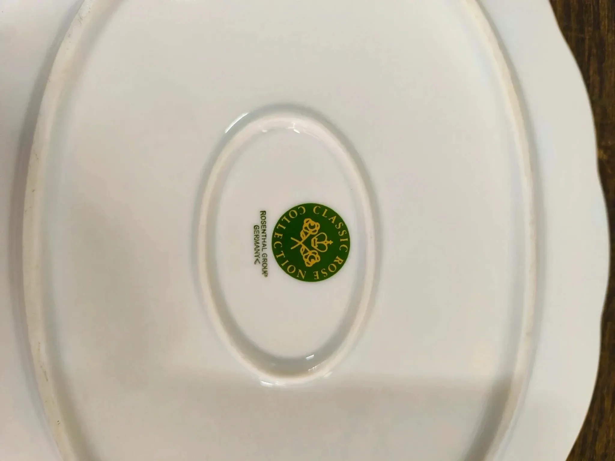 Set of 2 oval porcelain dishes Rosenthal Monbijou "Giscard" green