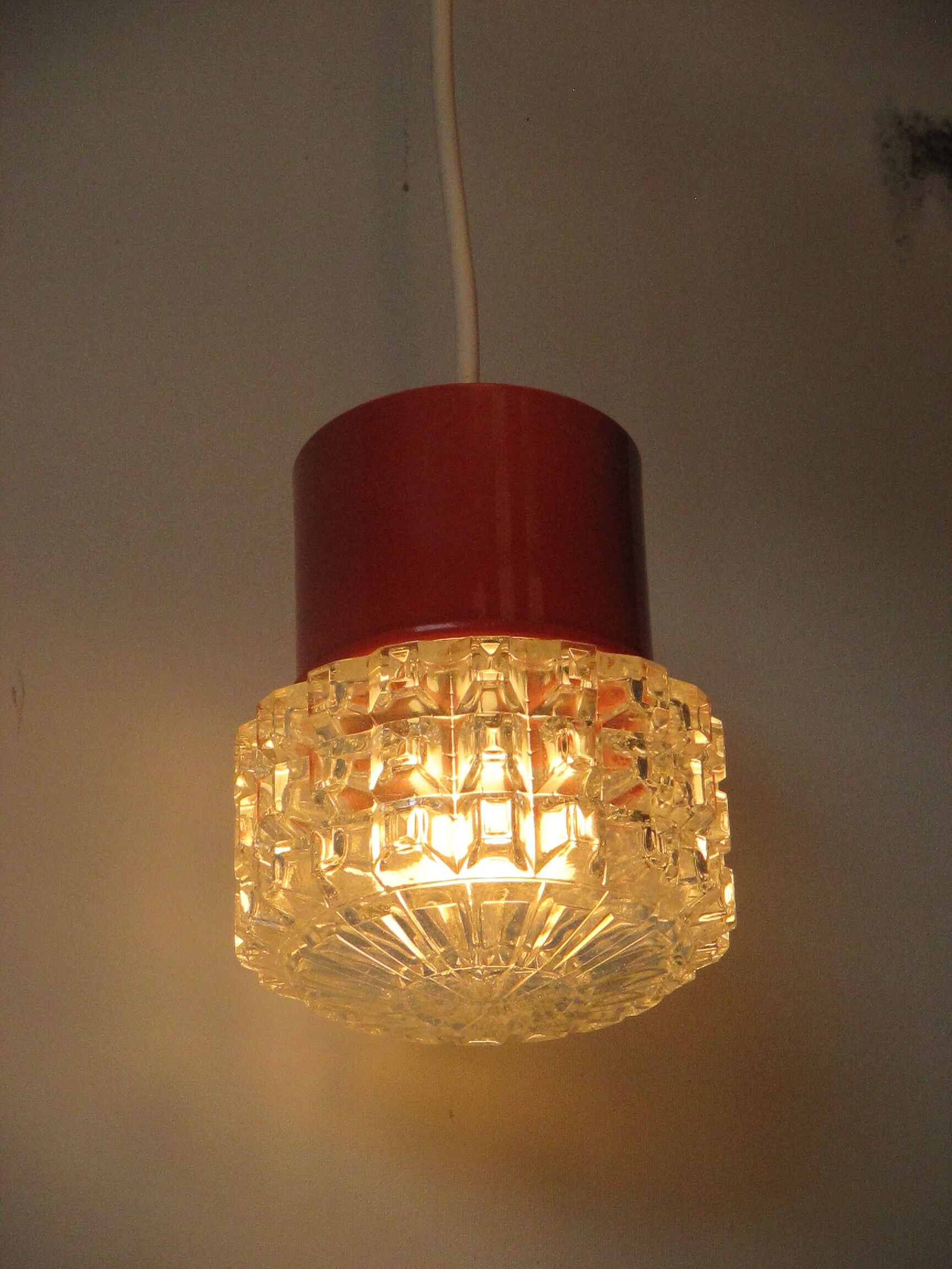 Orange suspension 70's glass 3-globe