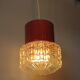 Suspension orange et verre 1970 à 3 globes