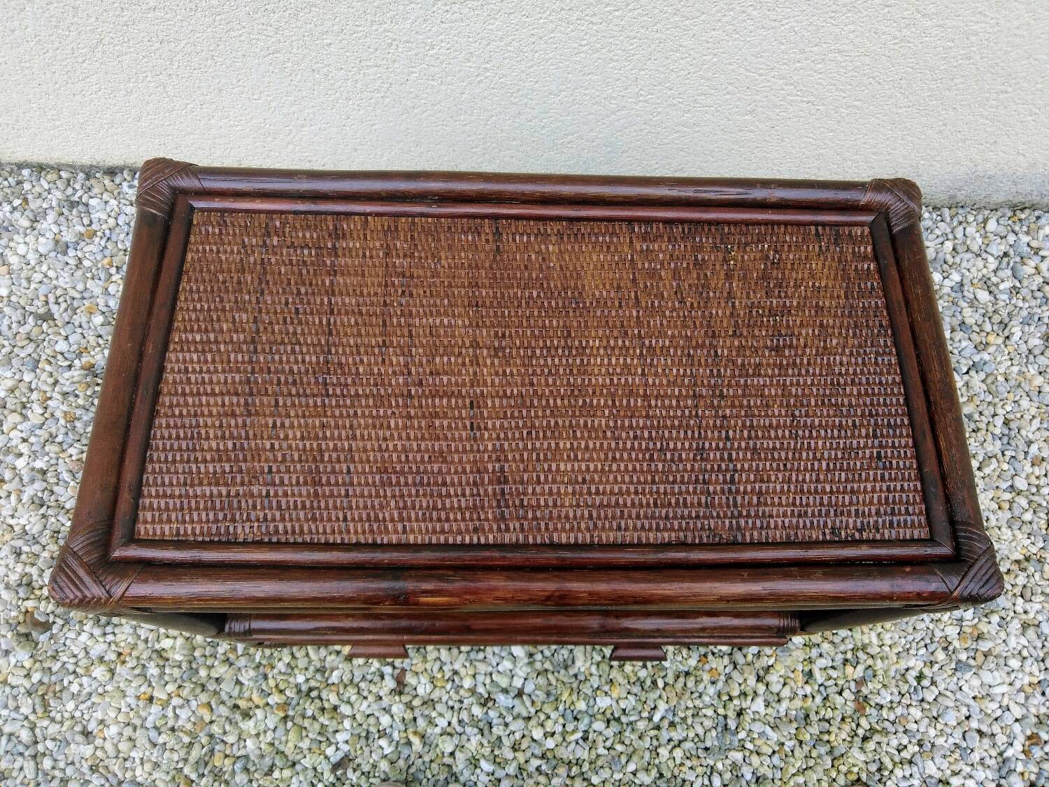 Vintage rattan storage unit