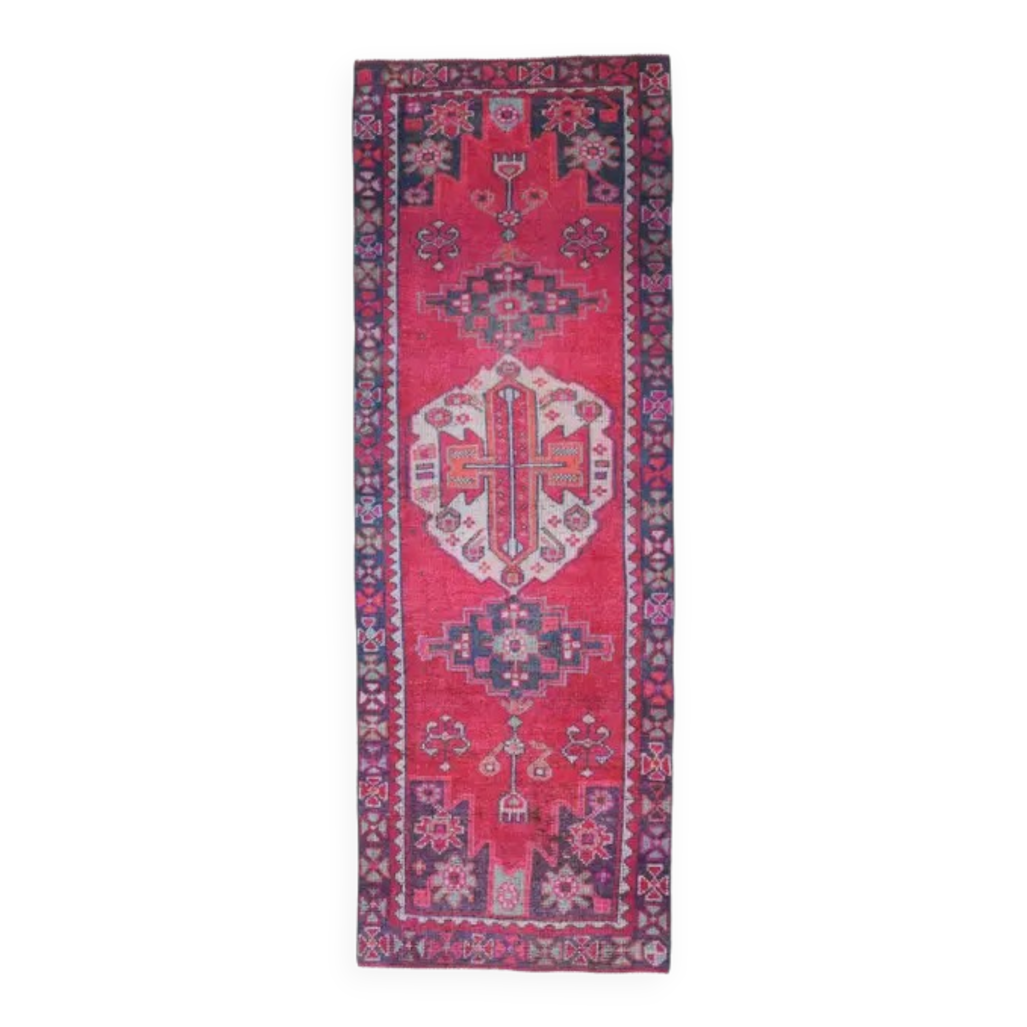 Couloir en laine turc Oushak vintage fait main 122x355