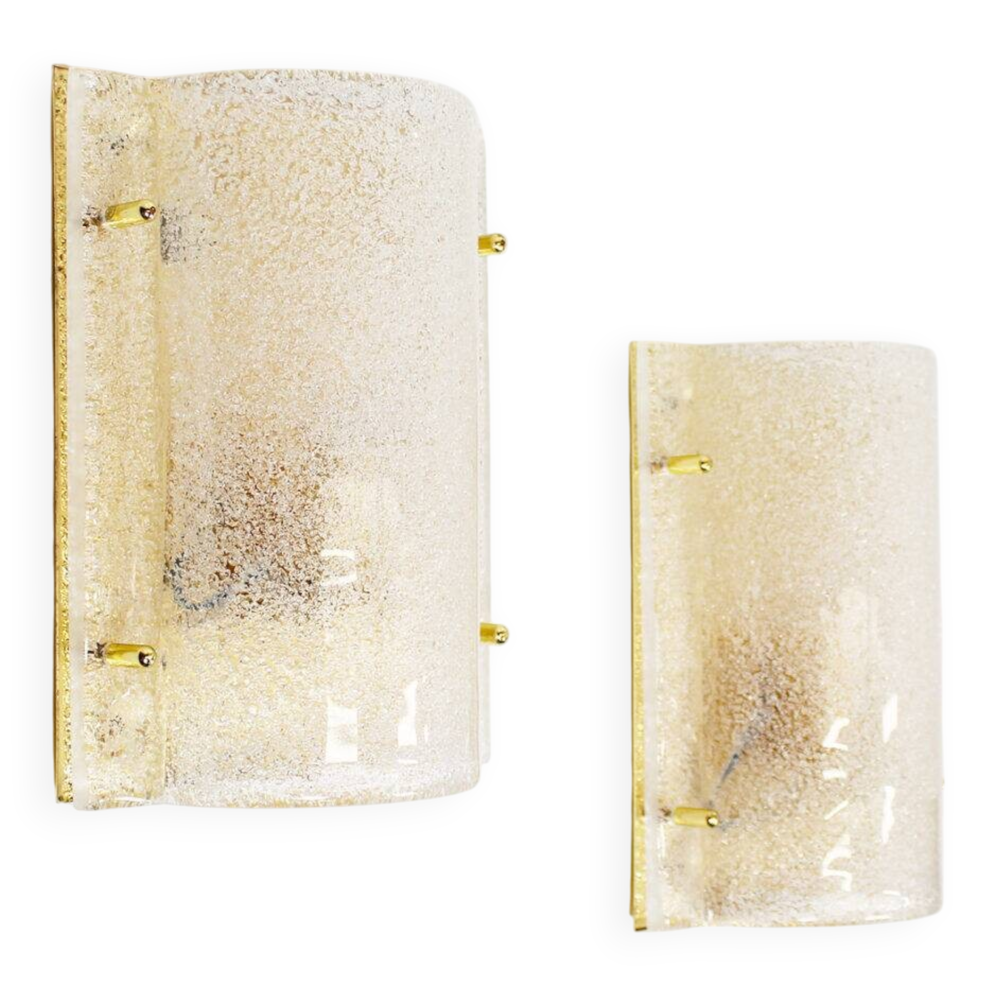 Set (2) of 1970s German brass and glass wall lights by WKR