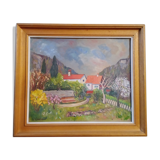 Tableau huile sur carton "Printemps à la Vierge Noire" signée Louis Combalot