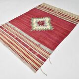 Wine Red & Green Turkish Kilim Rug, 156x224Cm