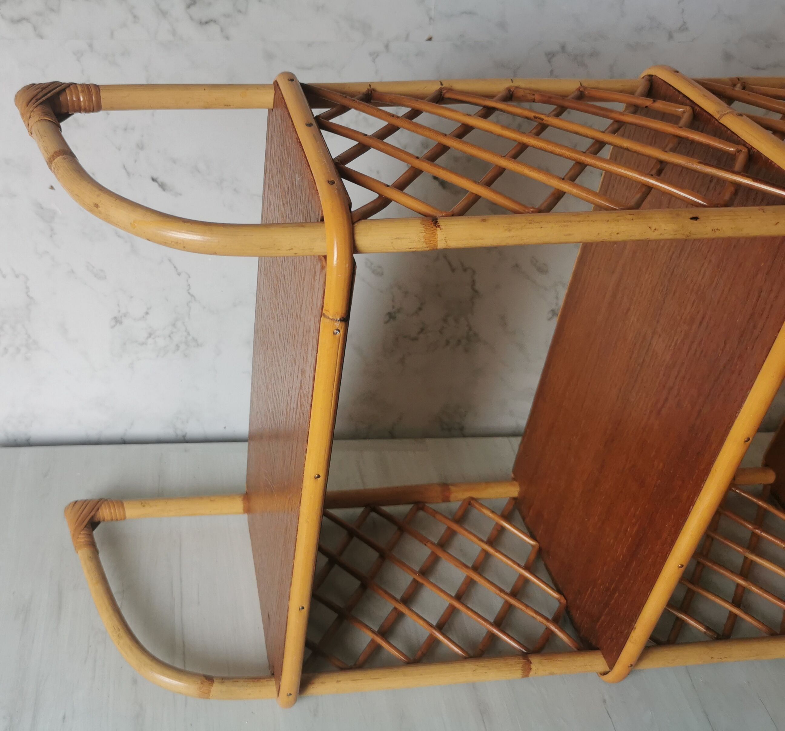 Vintage rattan wall shelf